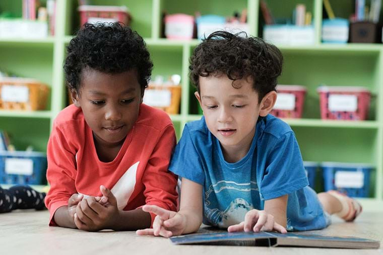 Two students read